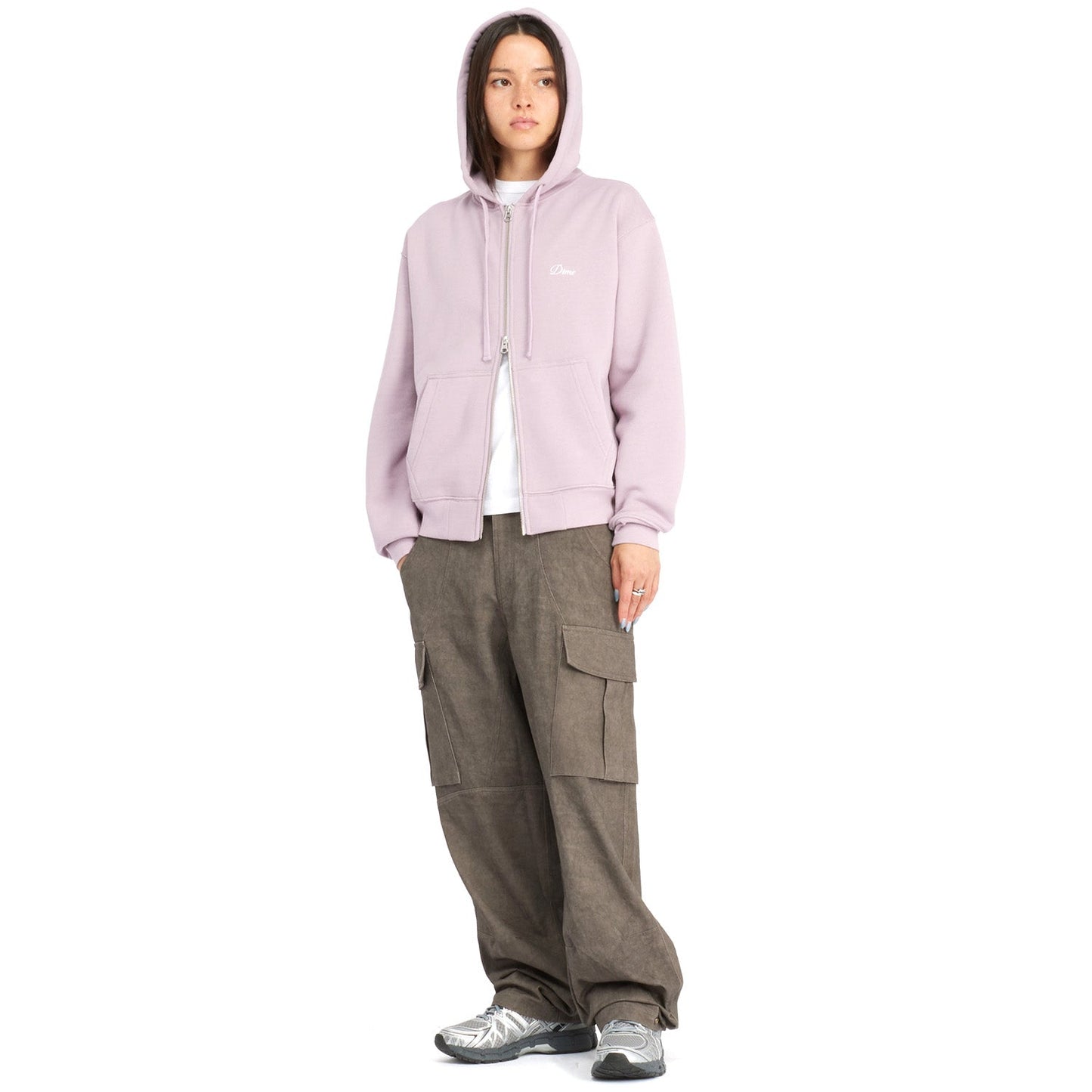 Dime Cursive Small Logo Zip Hoodie Mauve