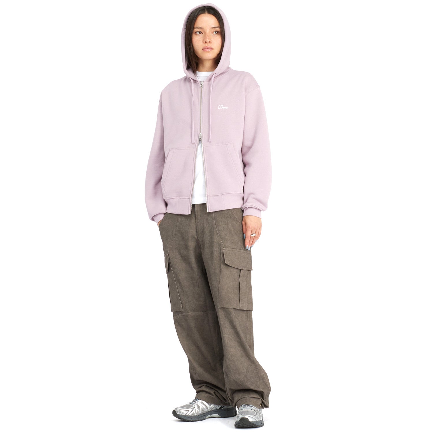Dime Cursive Small Logo Zip Hoodie Mauve