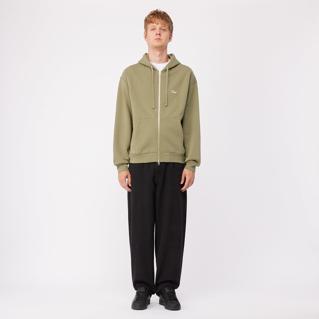 Dime Cursive Zip Hoodie Army Green
