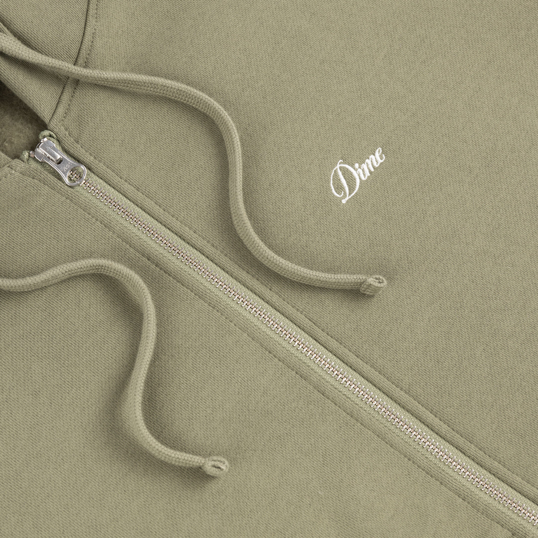 Dime Cursive Zip Hoodie Army Green